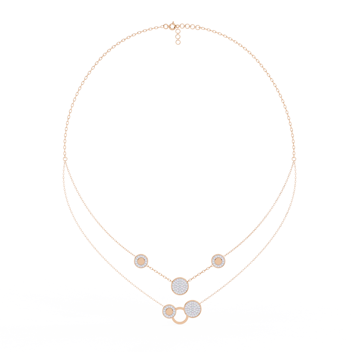 Reverra 14K Diamond Circle Layered Necklace, CTTW-0.44