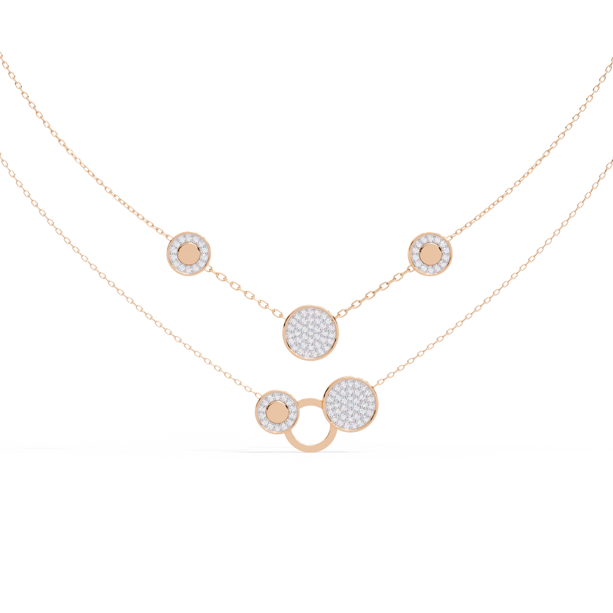 Reverra 14K Diamond Circle Layered Necklace, CTTW-0.44