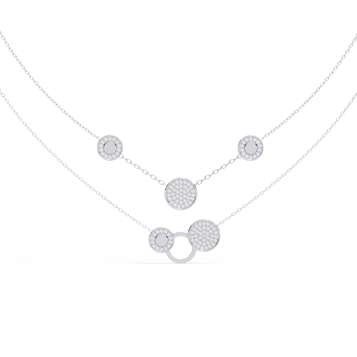 Reverra 14K Diamond Circle Layered Necklace, CTTW-0.44