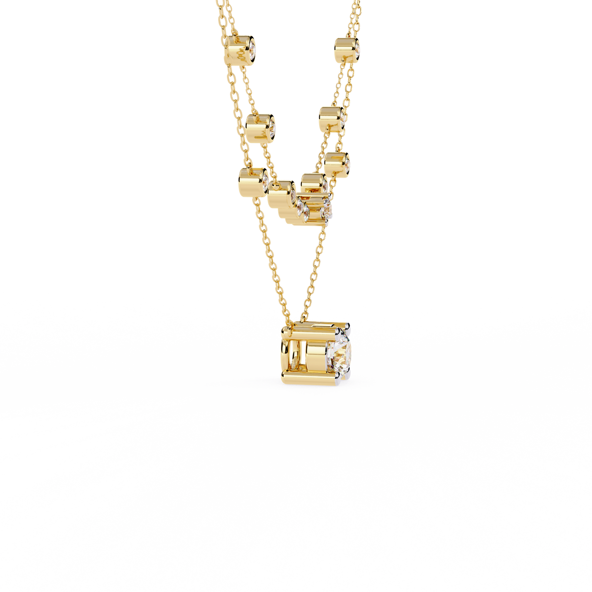 Reverra 14K Round Diamond Graduating Necklace, CTTW-0.44