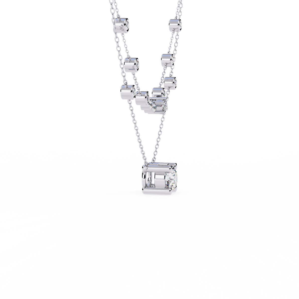 Reverra 14K Round Diamond Graduating Necklace, CTTW-0.44