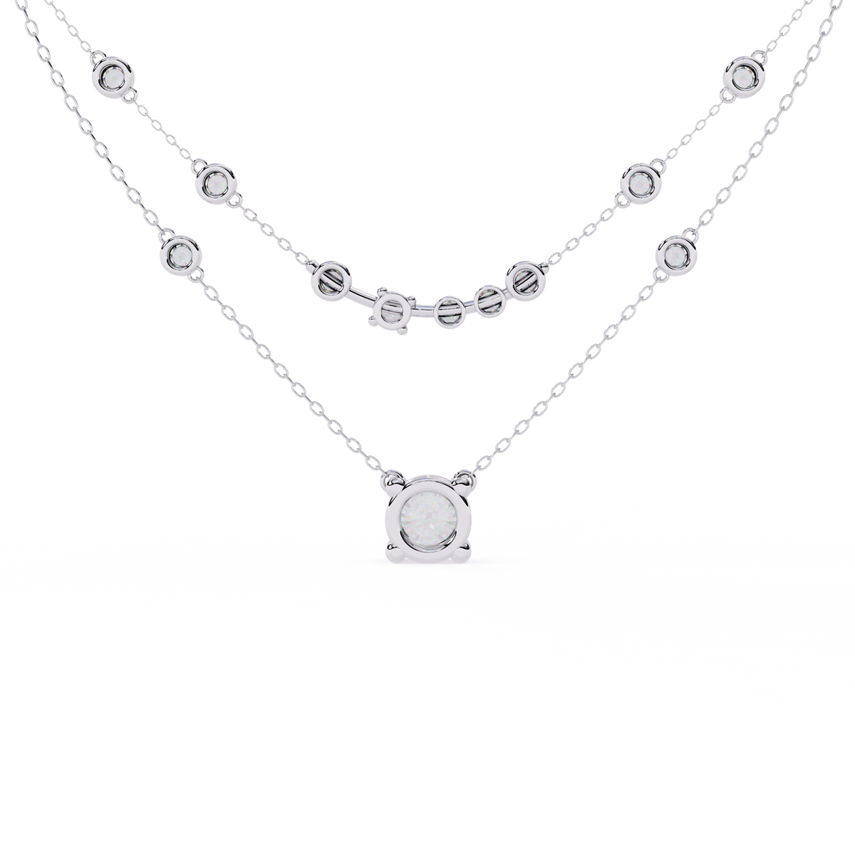 Reverra 14K Round Diamond Graduating Necklace, CTTW-0.44