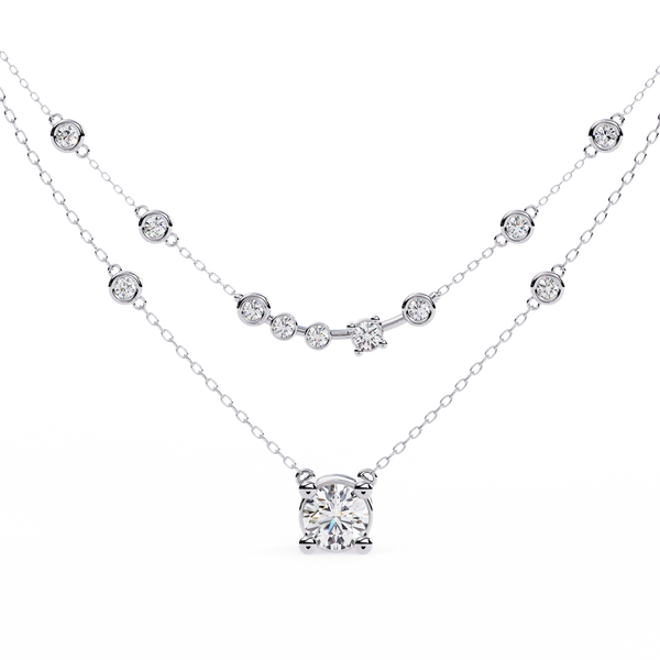 Reverra 14K Gold Round Lab Grown Diamond Graduating Necklace for Women, CTTW-0.44