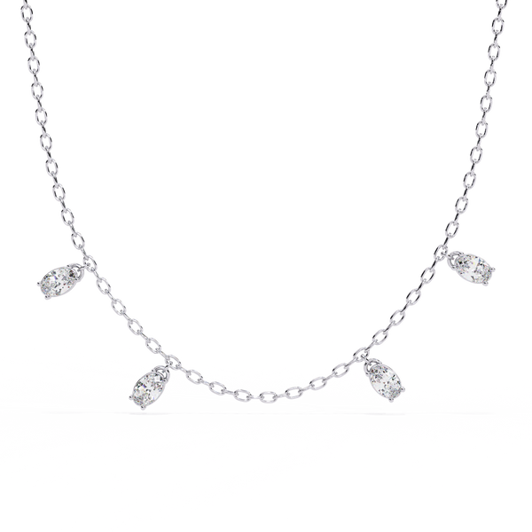 Reverra 14K Gold Oval Lab Grown Diamond Fashion Necklace for Women, CTTW-1.45