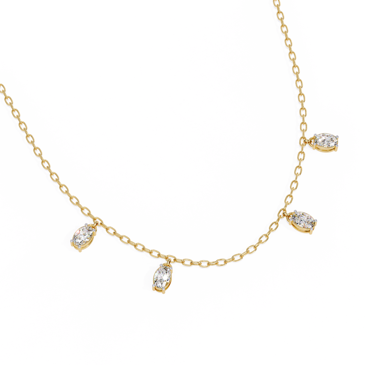 Reverra 14K Gold Oval Lab Grown Diamond Fashion Necklace for Women, CTTW-1.45