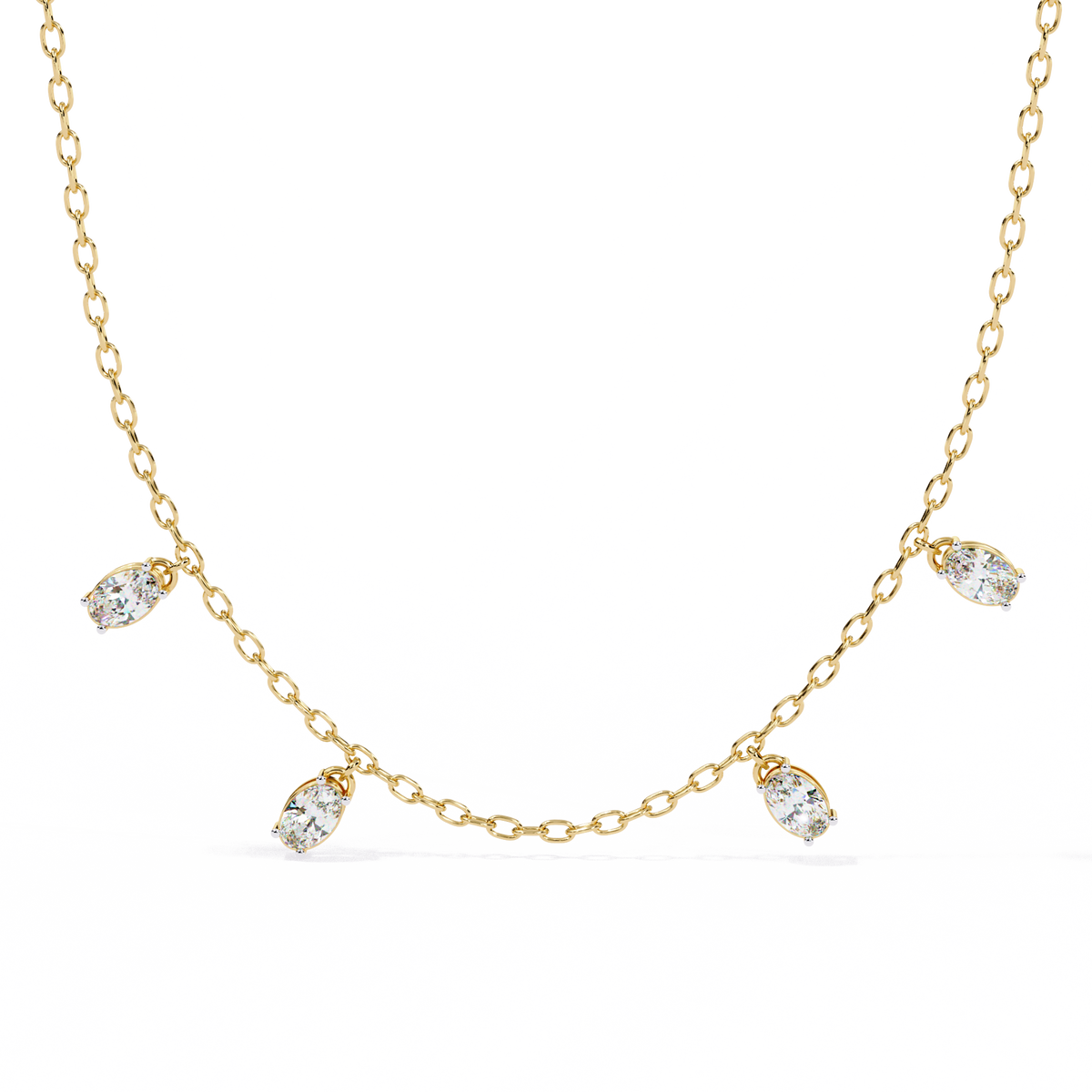 Reverra 14K Gold Oval Lab Grown Diamond Fashion Necklace for Women, CTTW-1.45