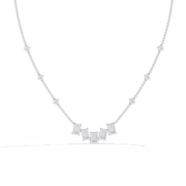 Reverra 14K Gold Emerald & Round Lab Grown Diamond Graduating Necklace for Women, CTTW-3.28