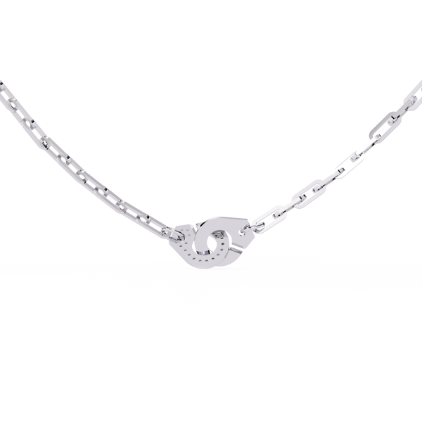 Reverra 14K Gold Round Lab Grown Diamond Link Fashion Necklace for Women, CTTW-0.18