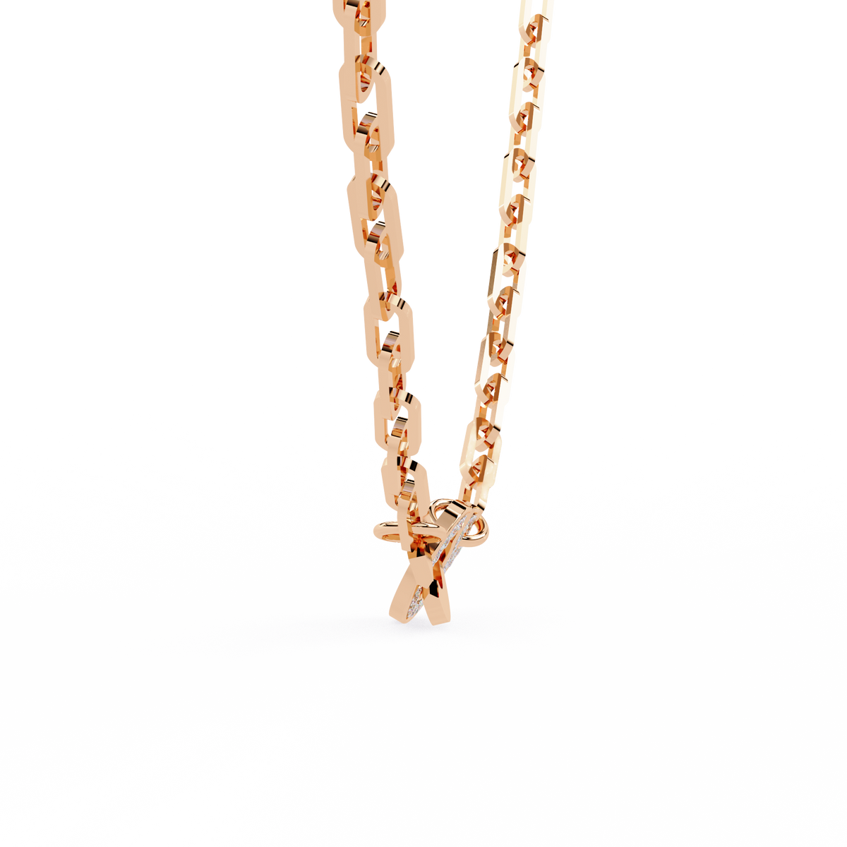 Reverra 14K Diamond Link Fashion Necklace, CTTW-0.18