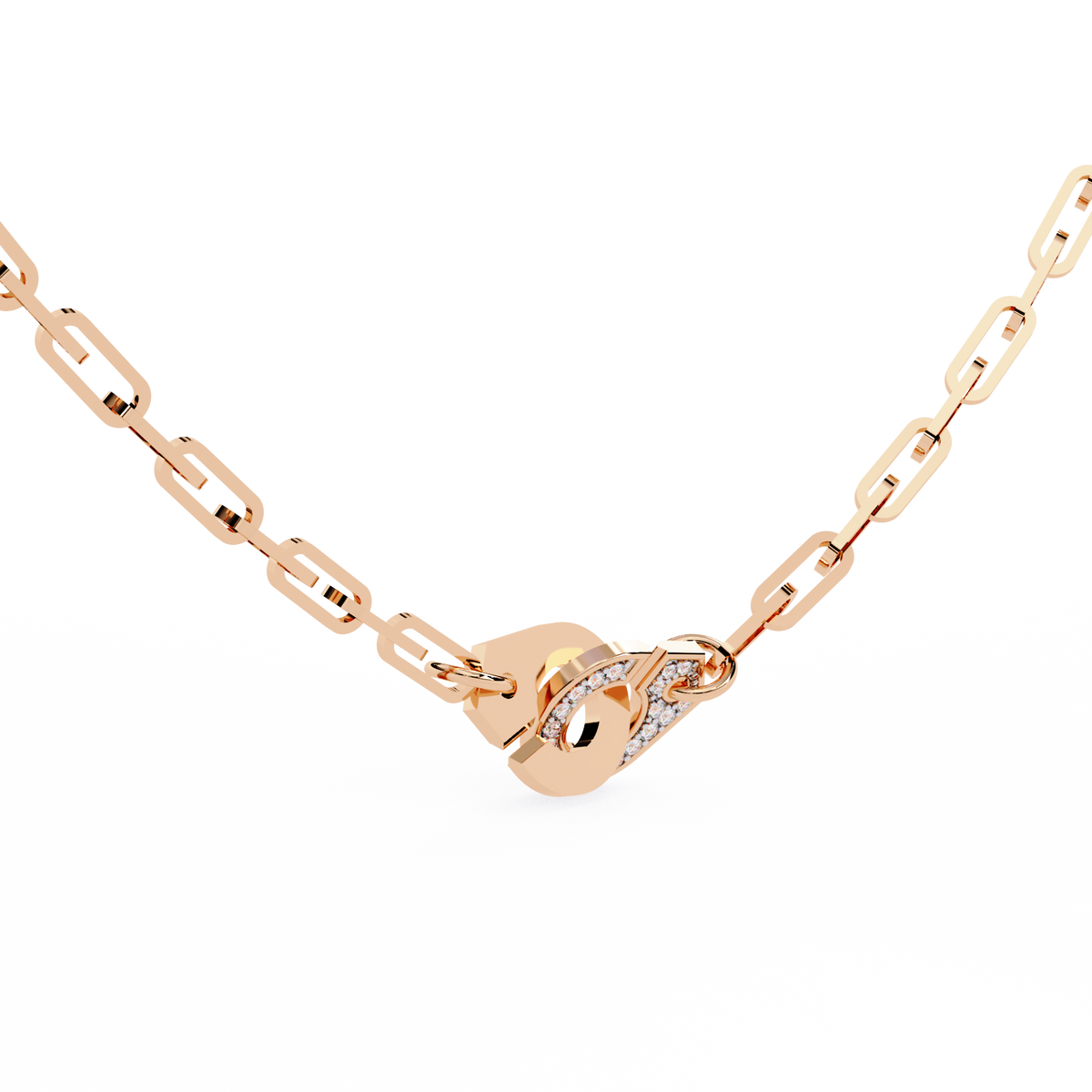 Reverra 14K Diamond Link Fashion Necklace, CTTW-0.18