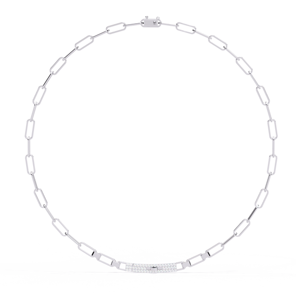 Reverra 14K Gold Round Lab Grown Diamond Paperclip Tennis Necklace for Women, CTTW-0.43