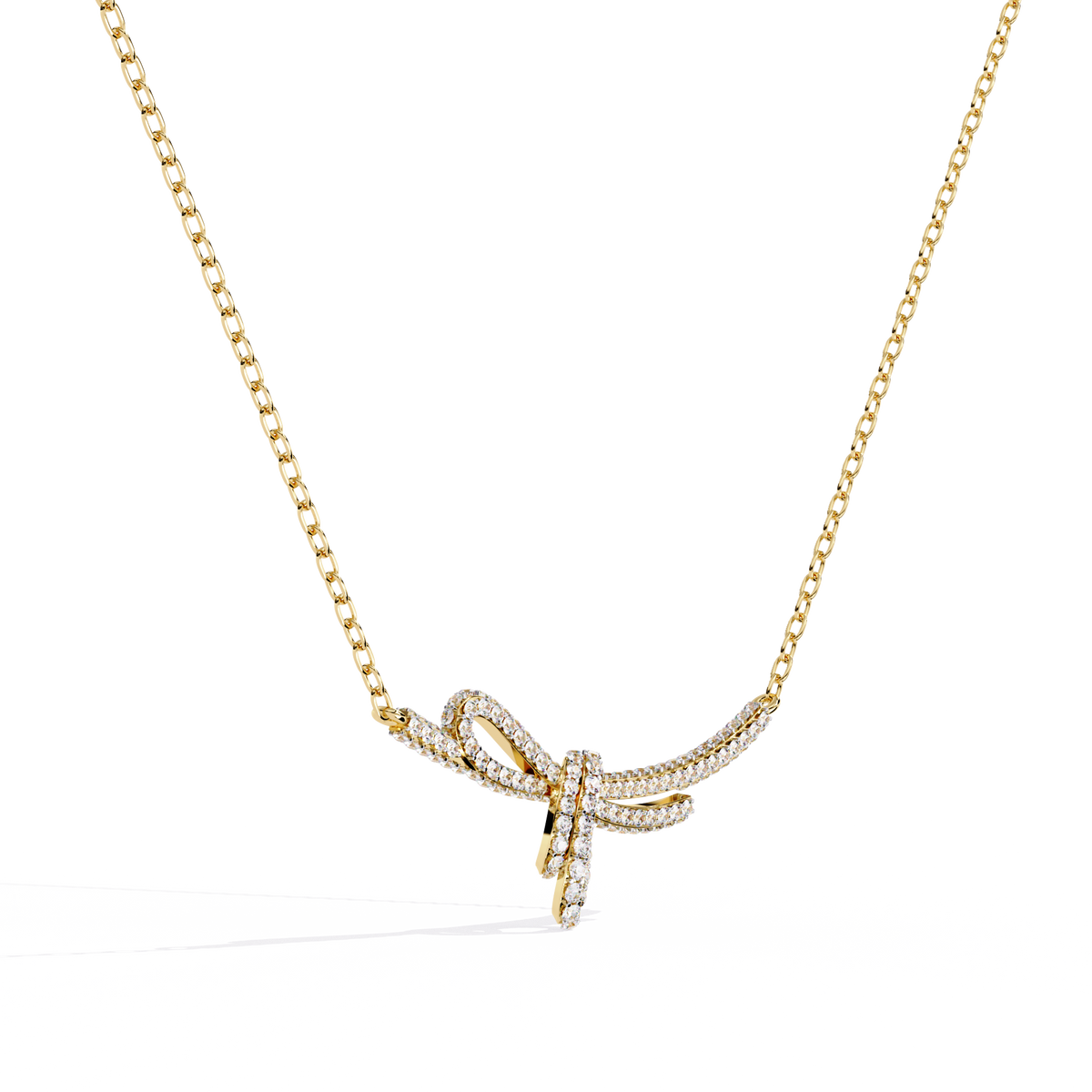 Reverra 14K Diamond Bow Fashion Necklace, CTTW-0.9