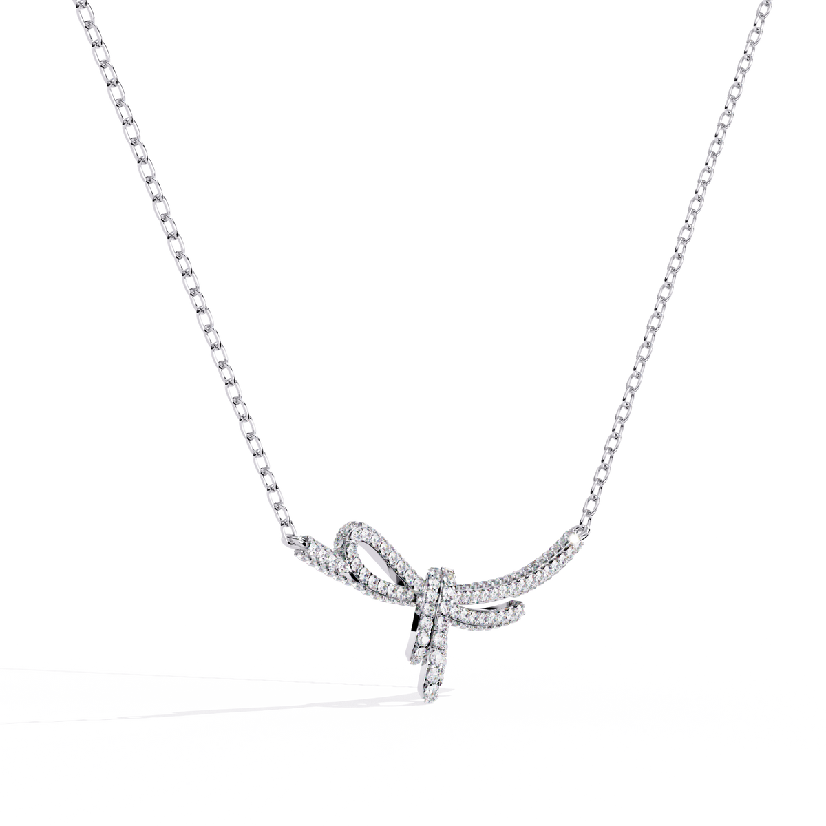 Reverra 14K Diamond Bow Fashion Necklace, CTTW-0.9