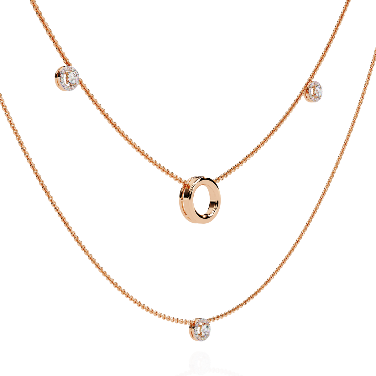 Reverra 14K Diamond Circle Layered Necklace, CTTW-0.46