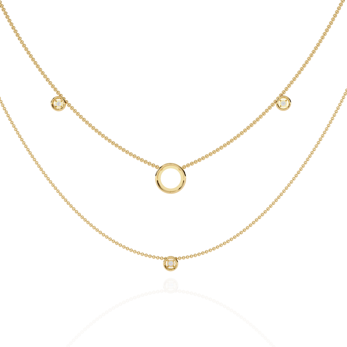 Reverra 14K Diamond Circle Layered Necklace, CTTW-0.46