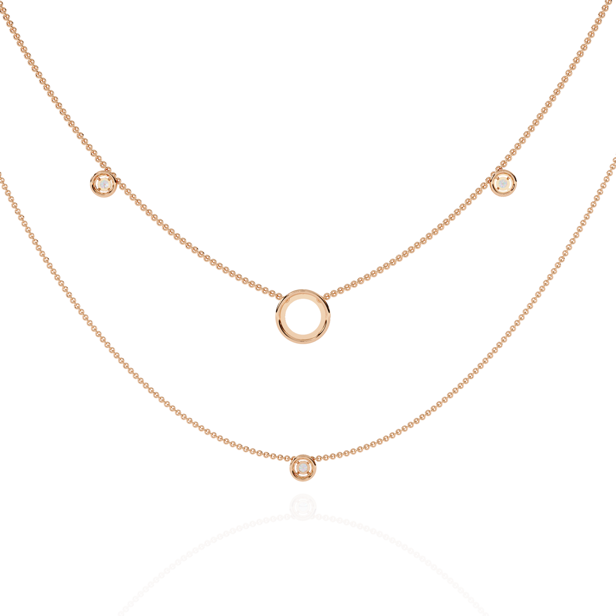 Reverra 14K Diamond Circle Layered Necklace, CTTW-0.46