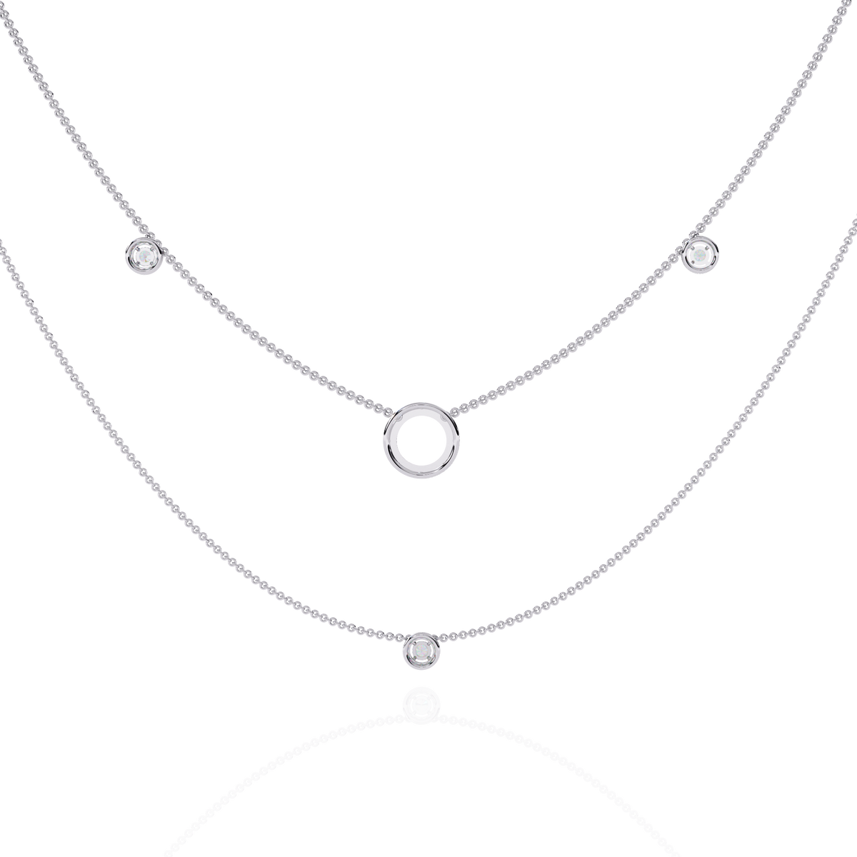 Reverra 14K Diamond Circle Layered Necklace, CTTW-0.46