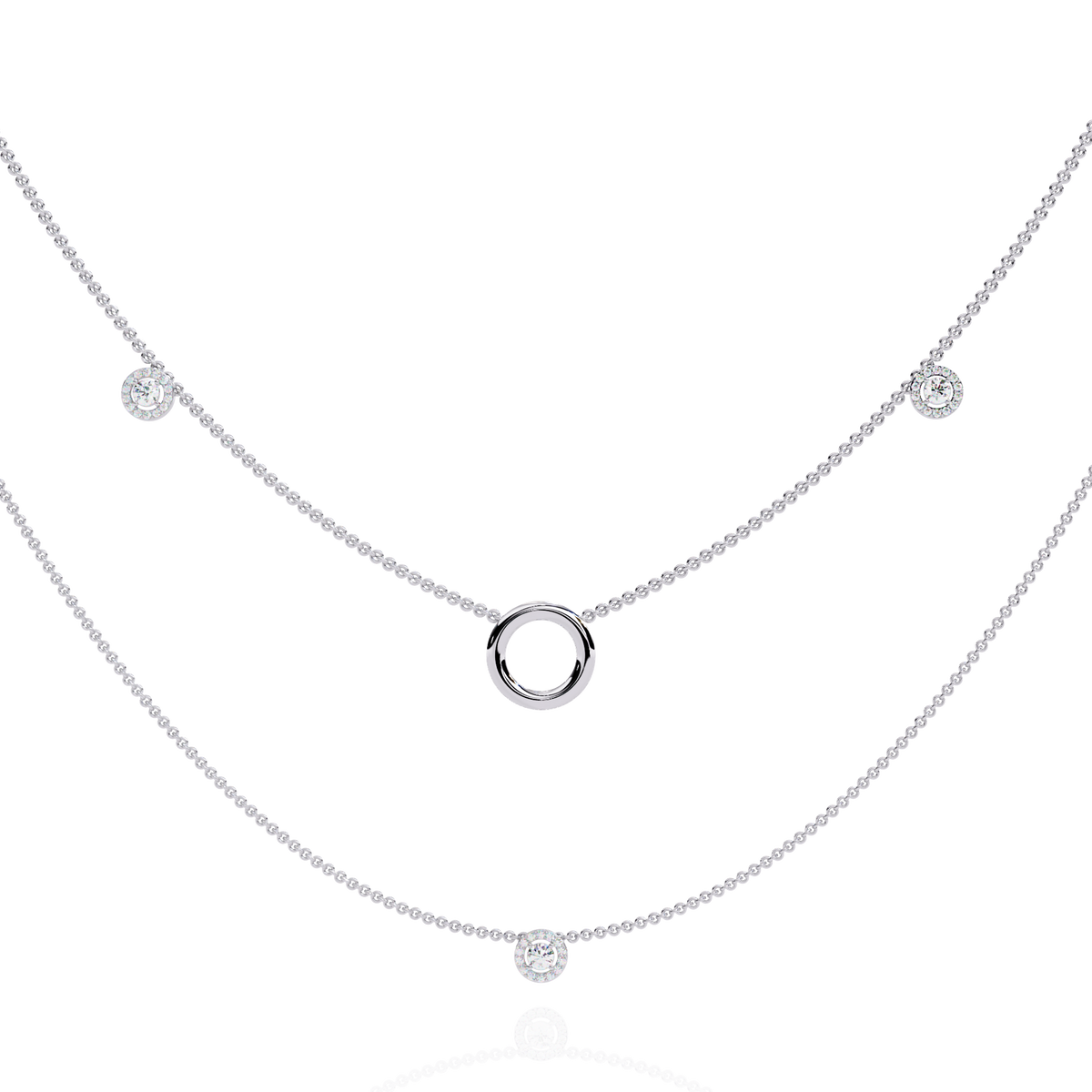 Reverra 14K Diamond Circle Layered Necklace, CTTW-0.46
