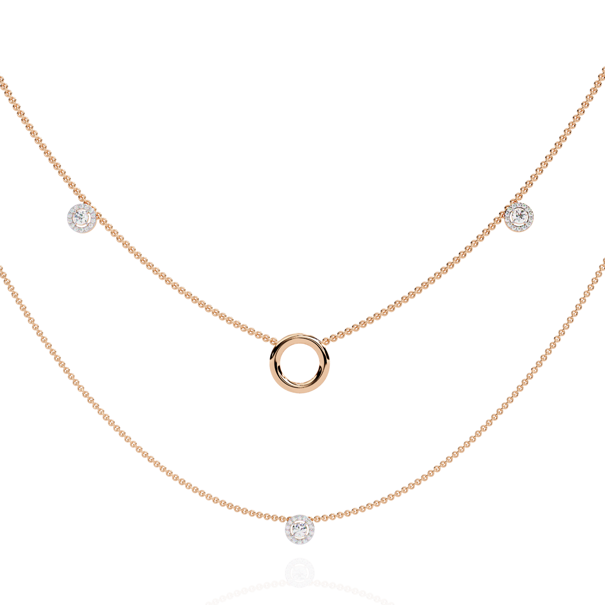 Reverra 14K Diamond Circle Layered Necklace, CTTW-0.46