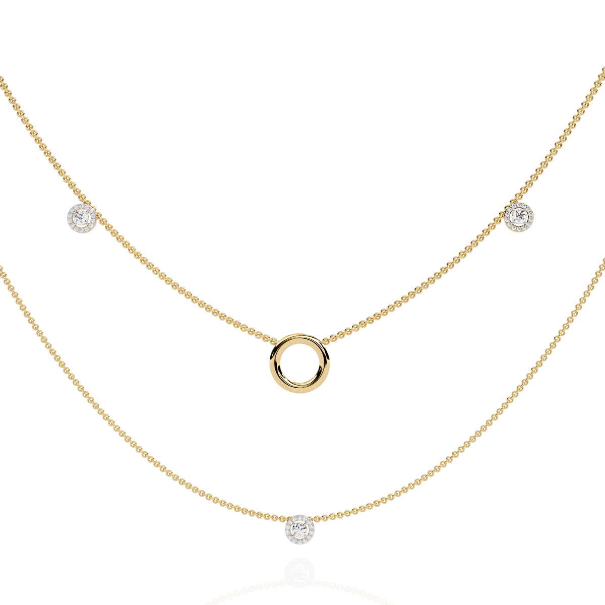 Reverra 14K Diamond Circle Layered Necklace, CTTW-0.46