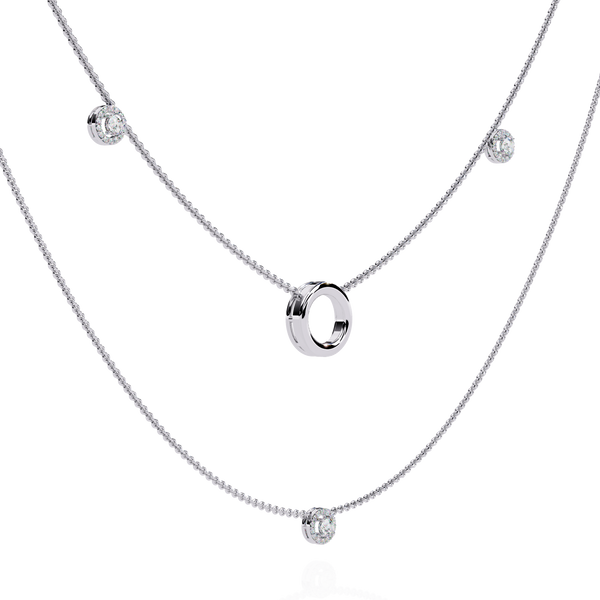 Reverra 14K Gold Round Lab Grown Diamond Circle Layered Fashion Necklace for Women, CTTW-0.46