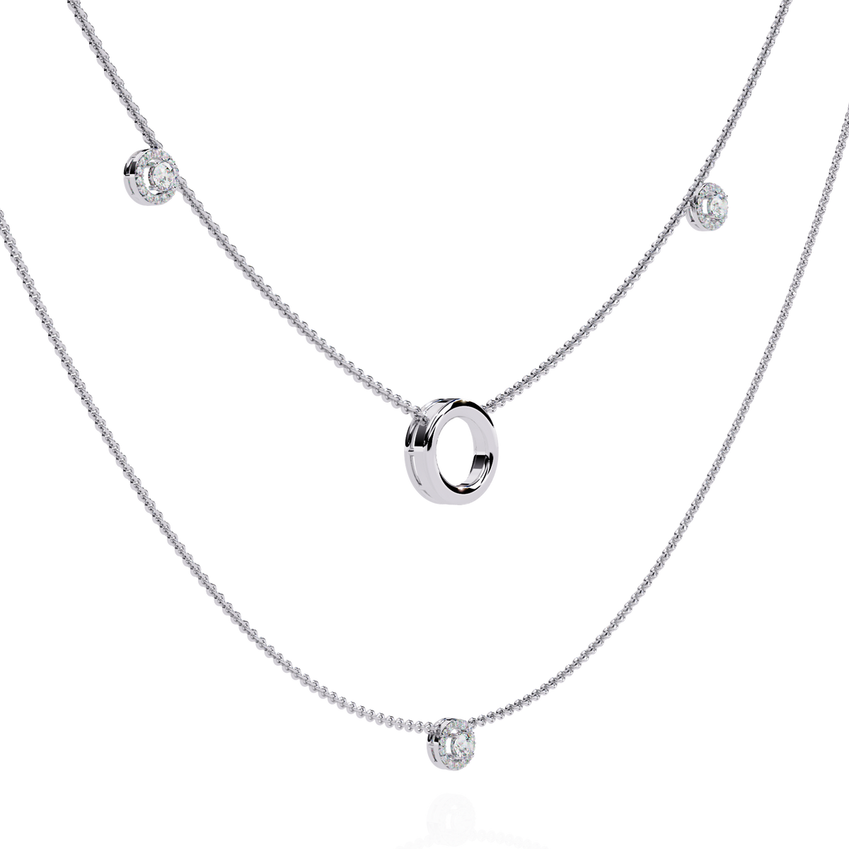 Reverra 14K Diamond Circle Layered Necklace, CTTW-0.46