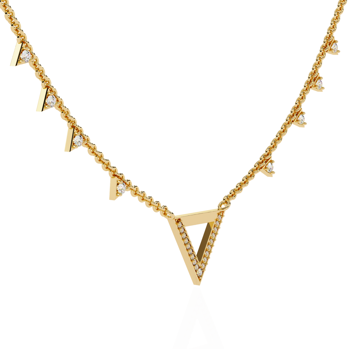 Reverra 14K Diamond V Motif Fashion Necklace, CTTW-0.34