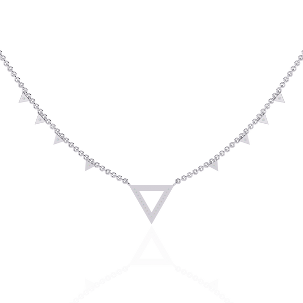 Reverra 14K Gold Round Lab Grown Diamond V Motif Fashion Necklace for Women, CTTW-0.34