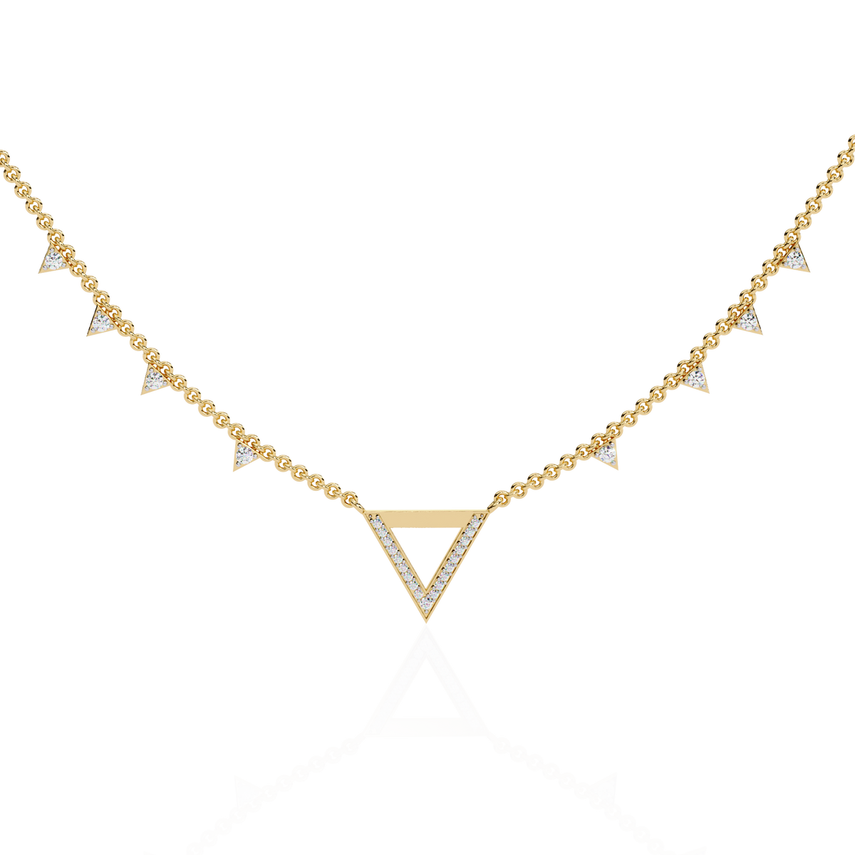 Reverra 14K Diamond V Motif Fashion Necklace, CTTW-0.34