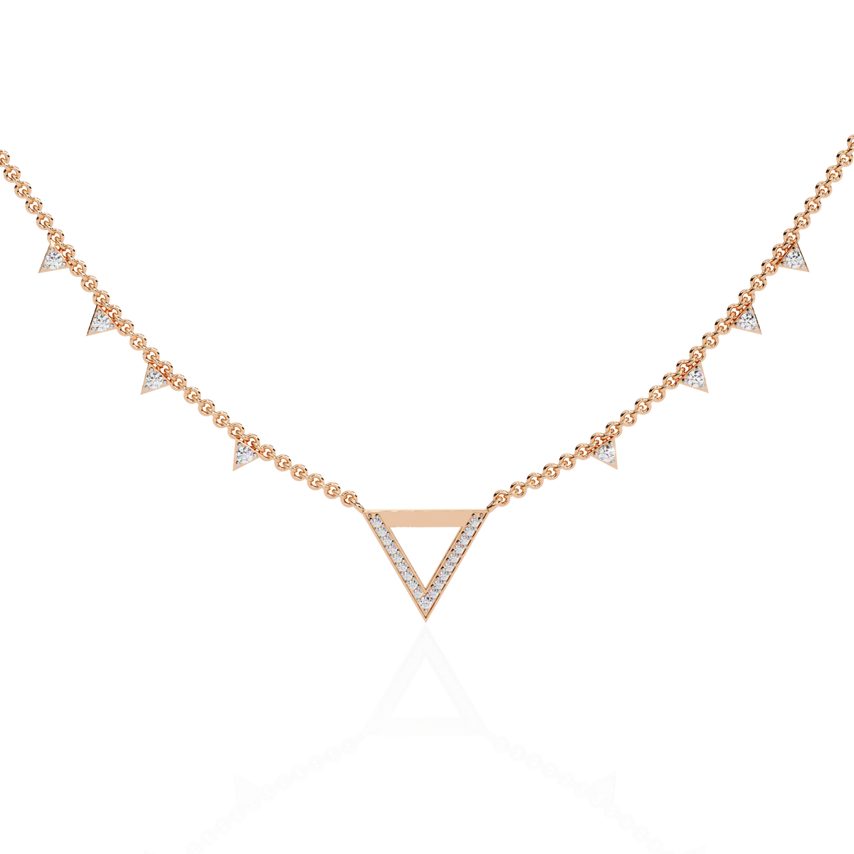 Reverra 14K Diamond V Motif Fashion Necklace, CTTW-0.34