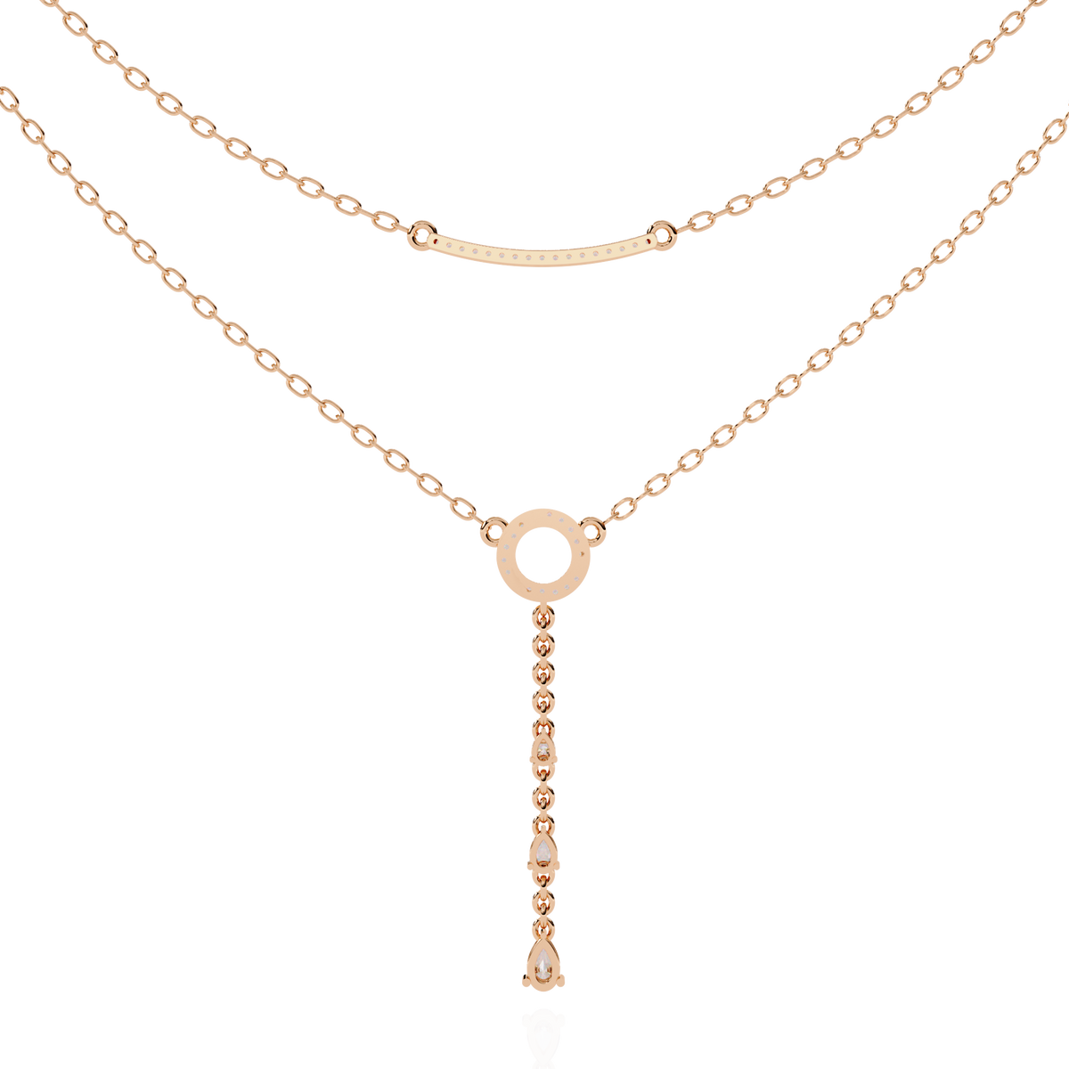 Reverra 14K Diamond Drop Layered Necklace, CTTW-0.49