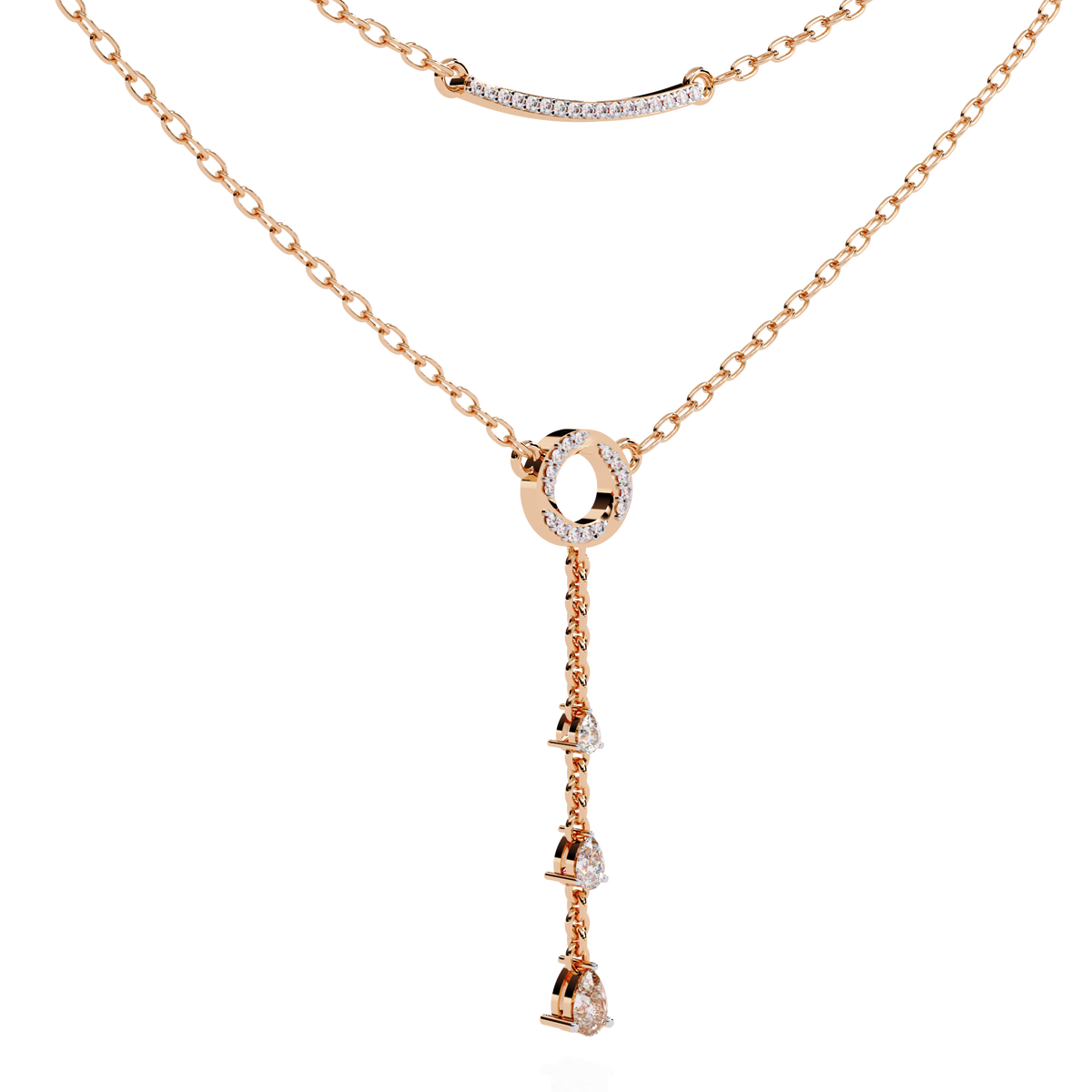 Reverra 14K Diamond Drop Layered Necklace, CTTW-0.49
