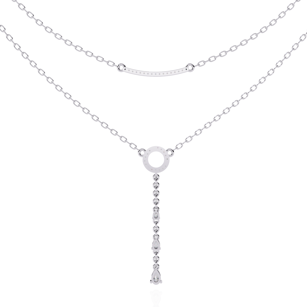Reverra 14K Diamond Drop Layered Necklace, CTTW-0.49