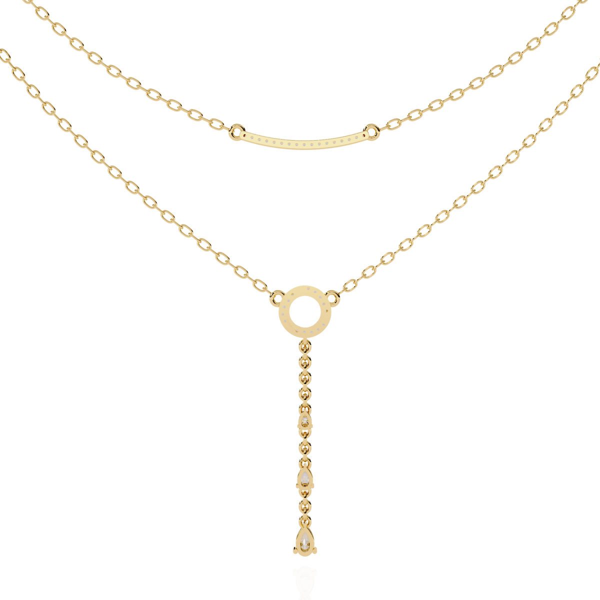 Reverra 14K Diamond Drop Layered Necklace, CTTW-0.49