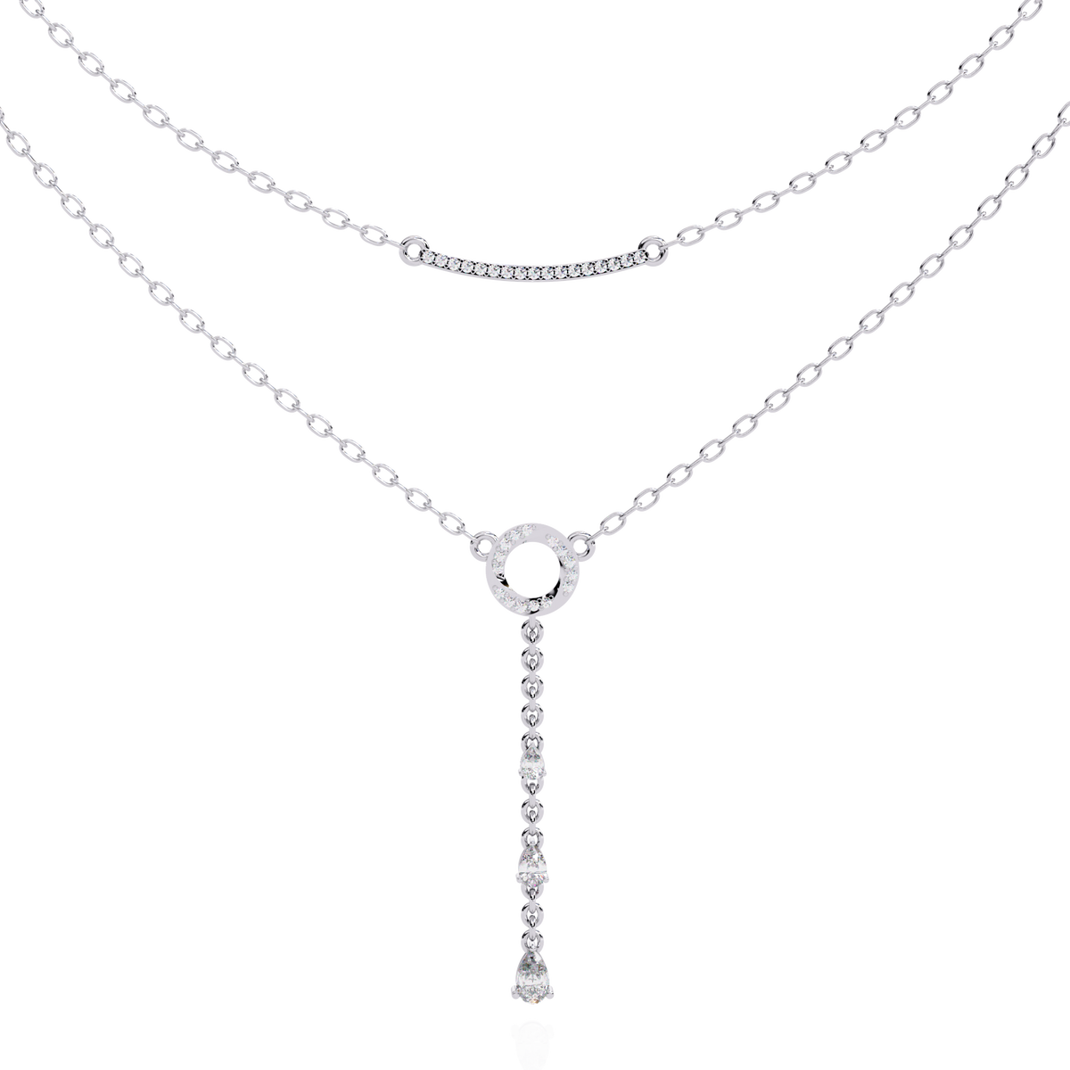 Reverra 14K Diamond Drop Layered Necklace, CTTW-0.49