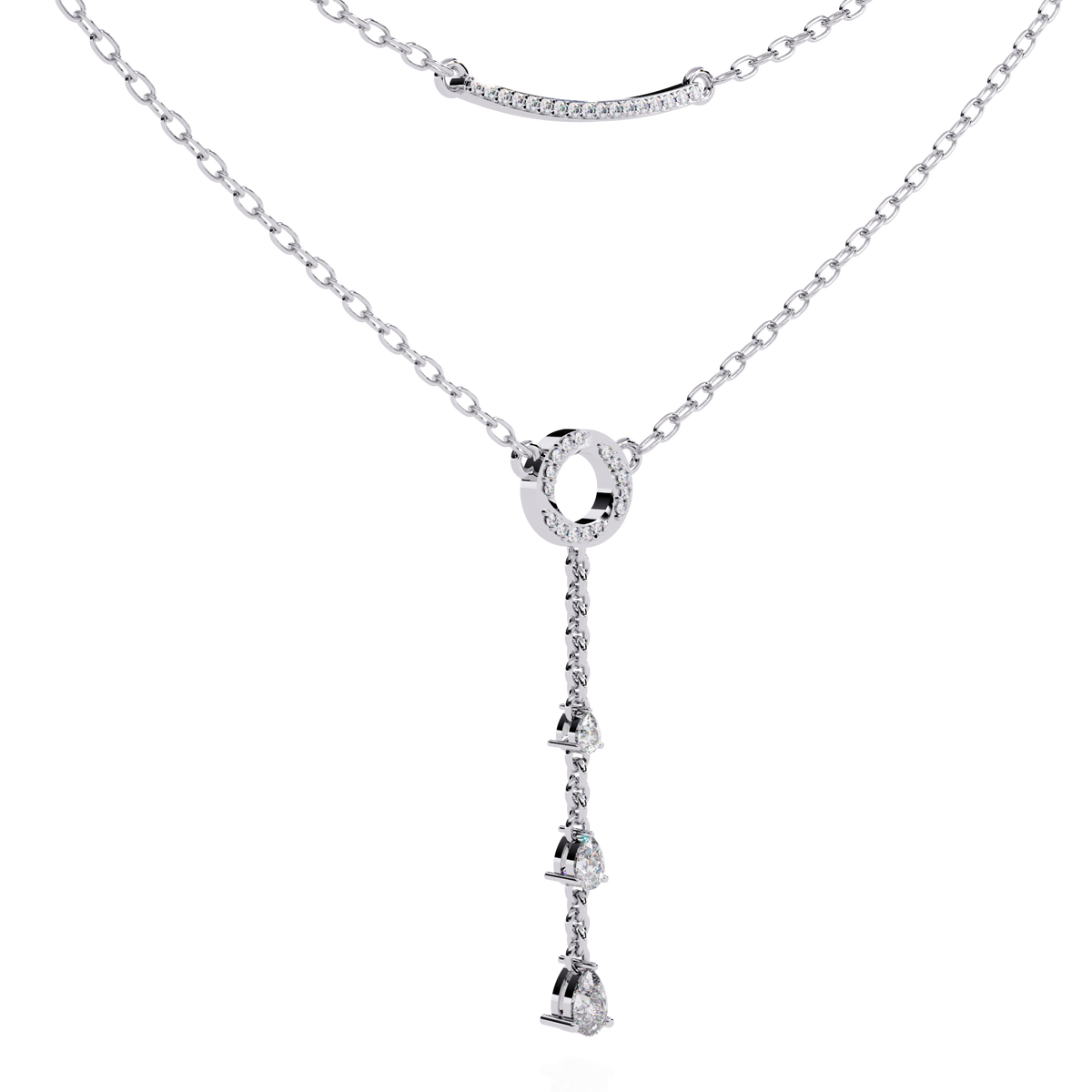 Reverra 14K Diamond Drop Layered Necklace, CTTW-0.49