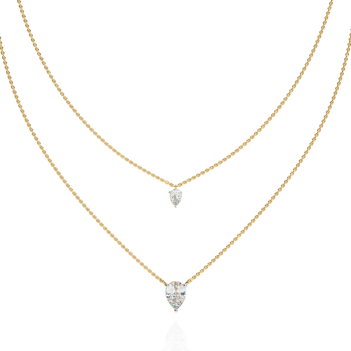 Reverra 14K Pear Diamond Layered Necklace, CTTW-1.46