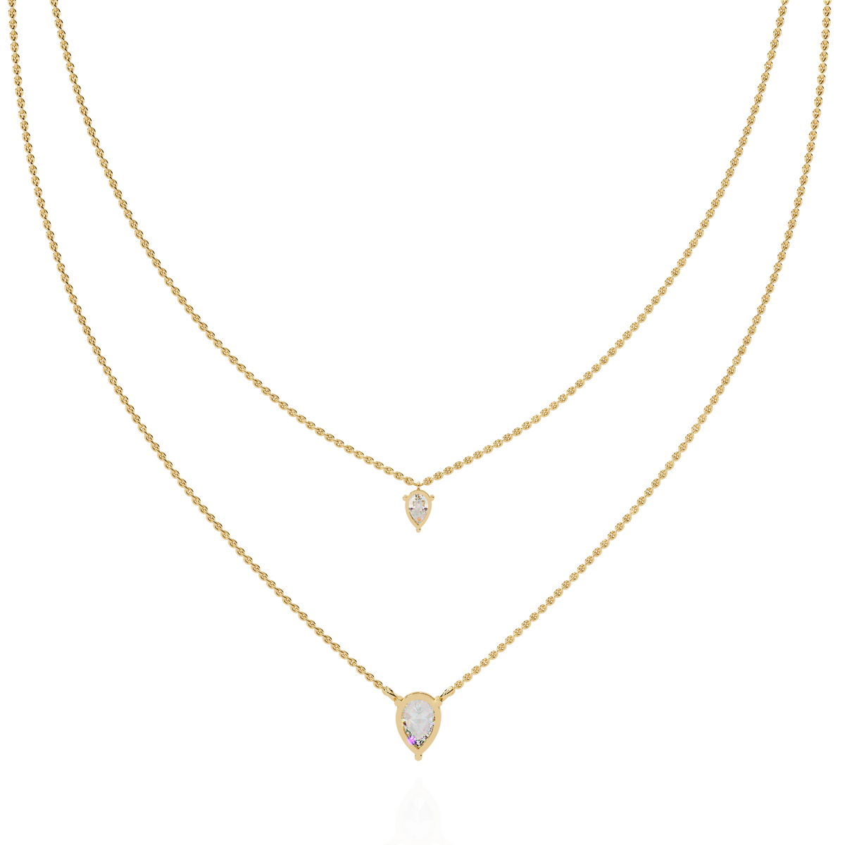 Reverra 14K Pear Diamond Layered Necklace, CTTW-1.46