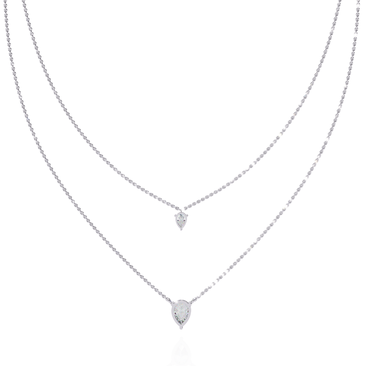 Reverra 14K Pear Diamond Layered Necklace, CTTW-1.46