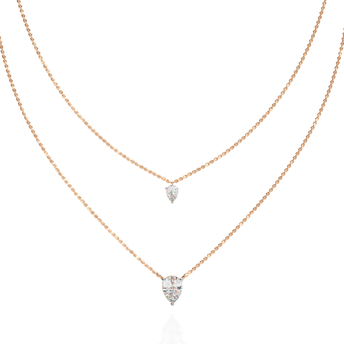 Reverra 14K Pear Diamond Layered Necklace, CTTW-1.46