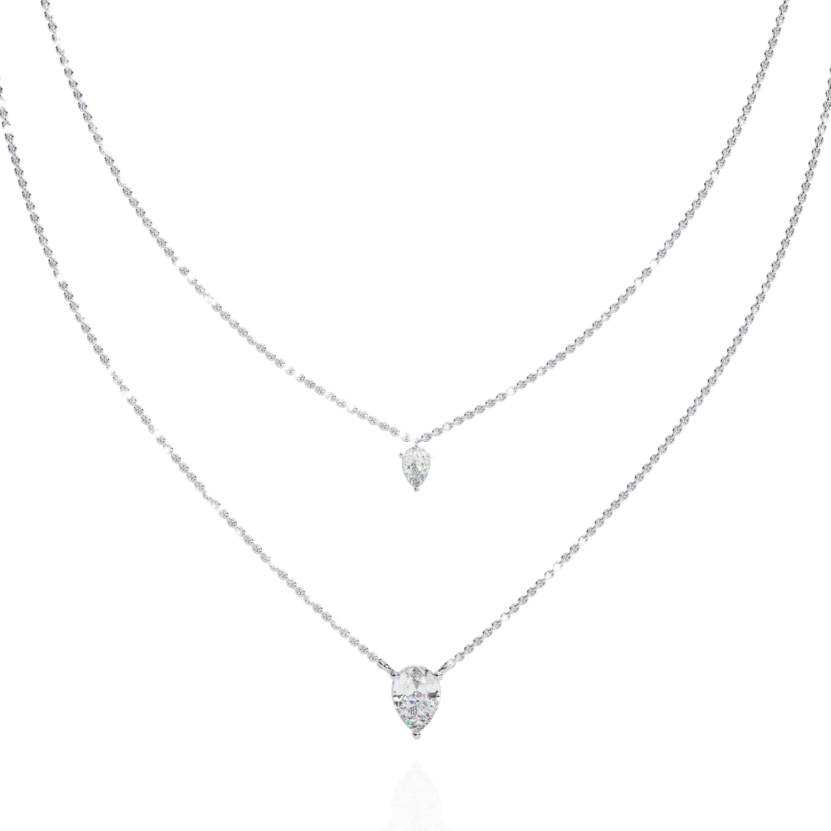 Reverra 14K Pear Diamond Layered Necklace, CTTW-1.46