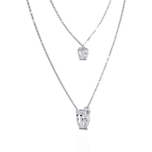 Reverra 14K Gold Pear Lab Grown Diamond Layered Fashion Necklace for Women, CTTW-1.46