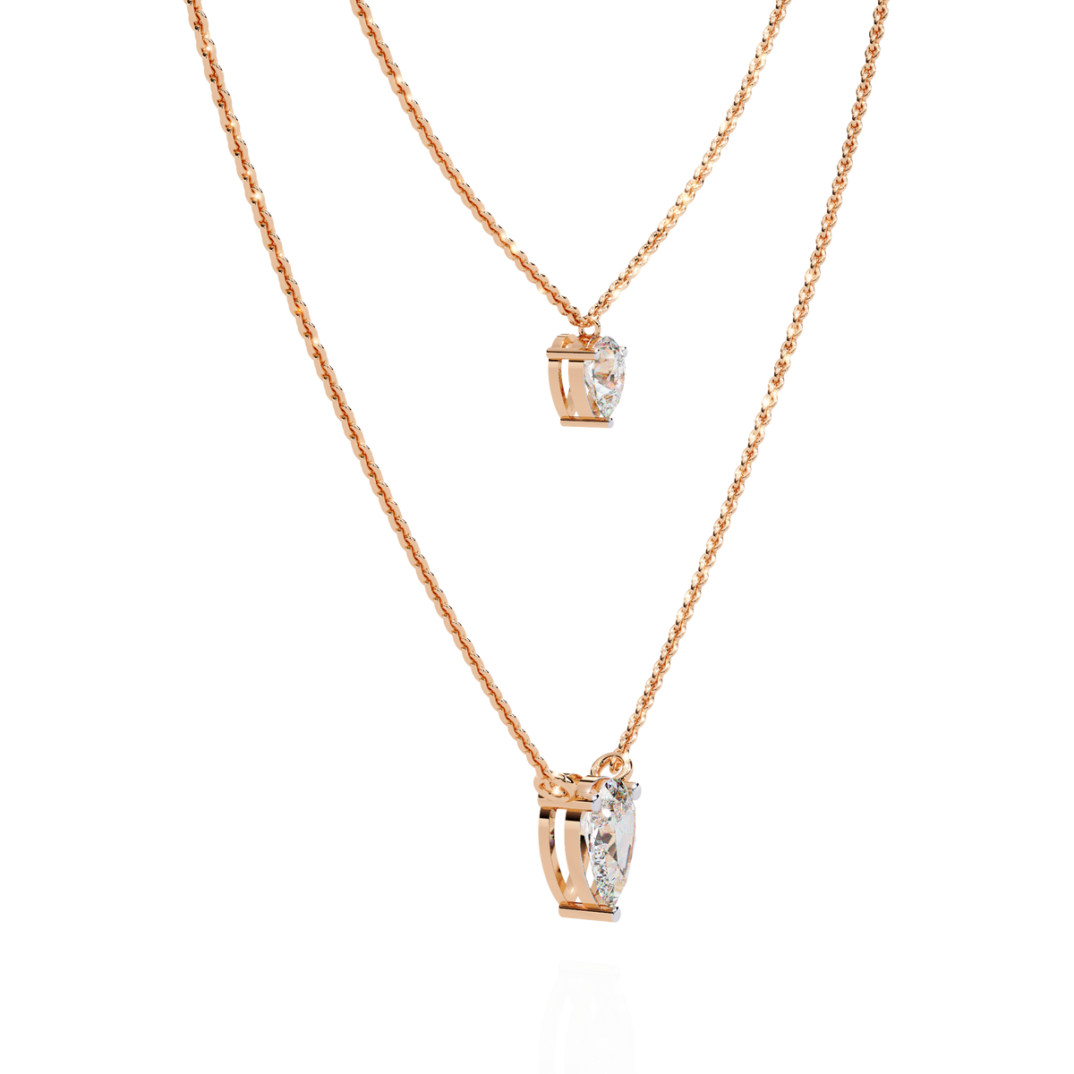 Reverra 14K Pear Diamond Layered Necklace, CTTW-1.46