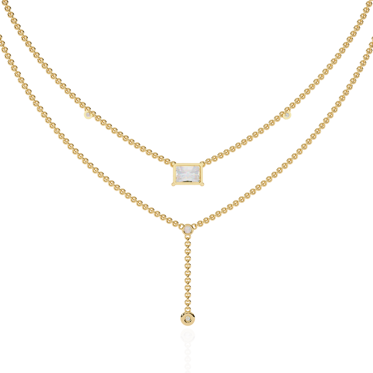 Reverra 14K Radiant Diamond Layered Necklace, CTTW-1.72