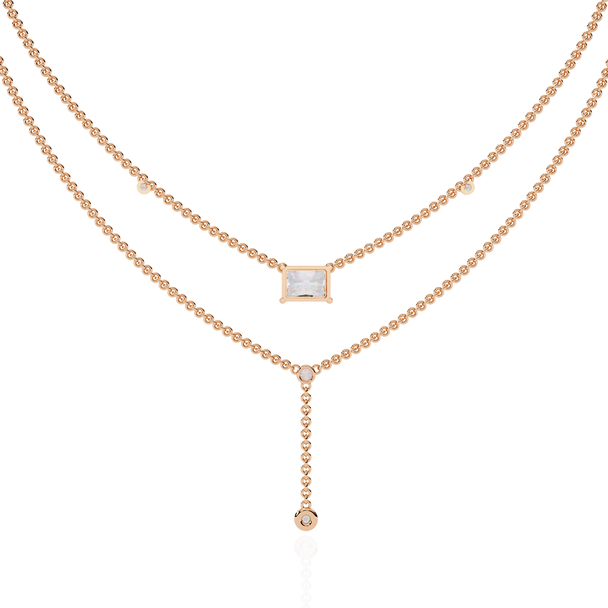 Reverra 14K Radiant Diamond Layered Necklace, CTTW-1.72