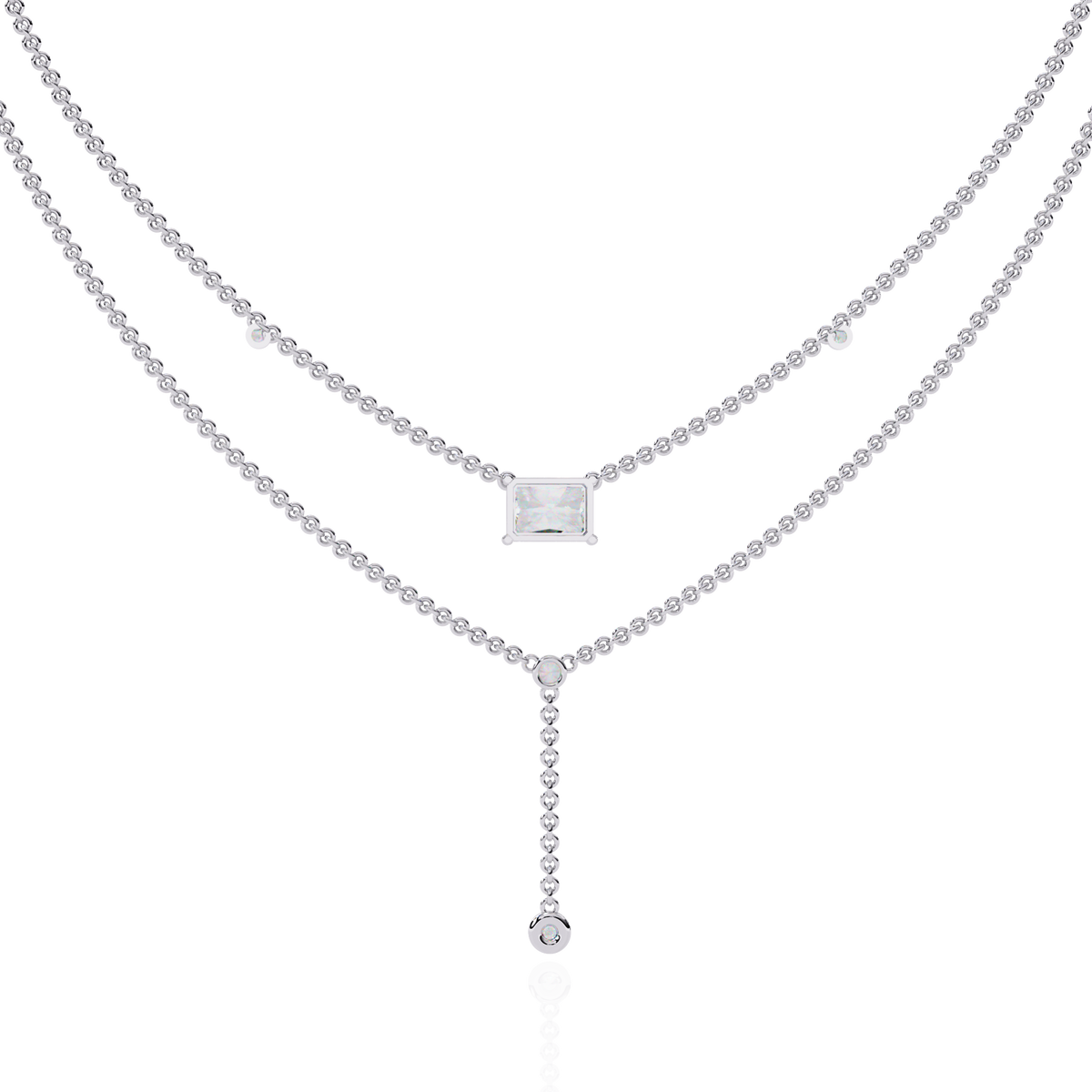 Reverra 14K Radiant Diamond Layered Necklace, CTTW-1.72