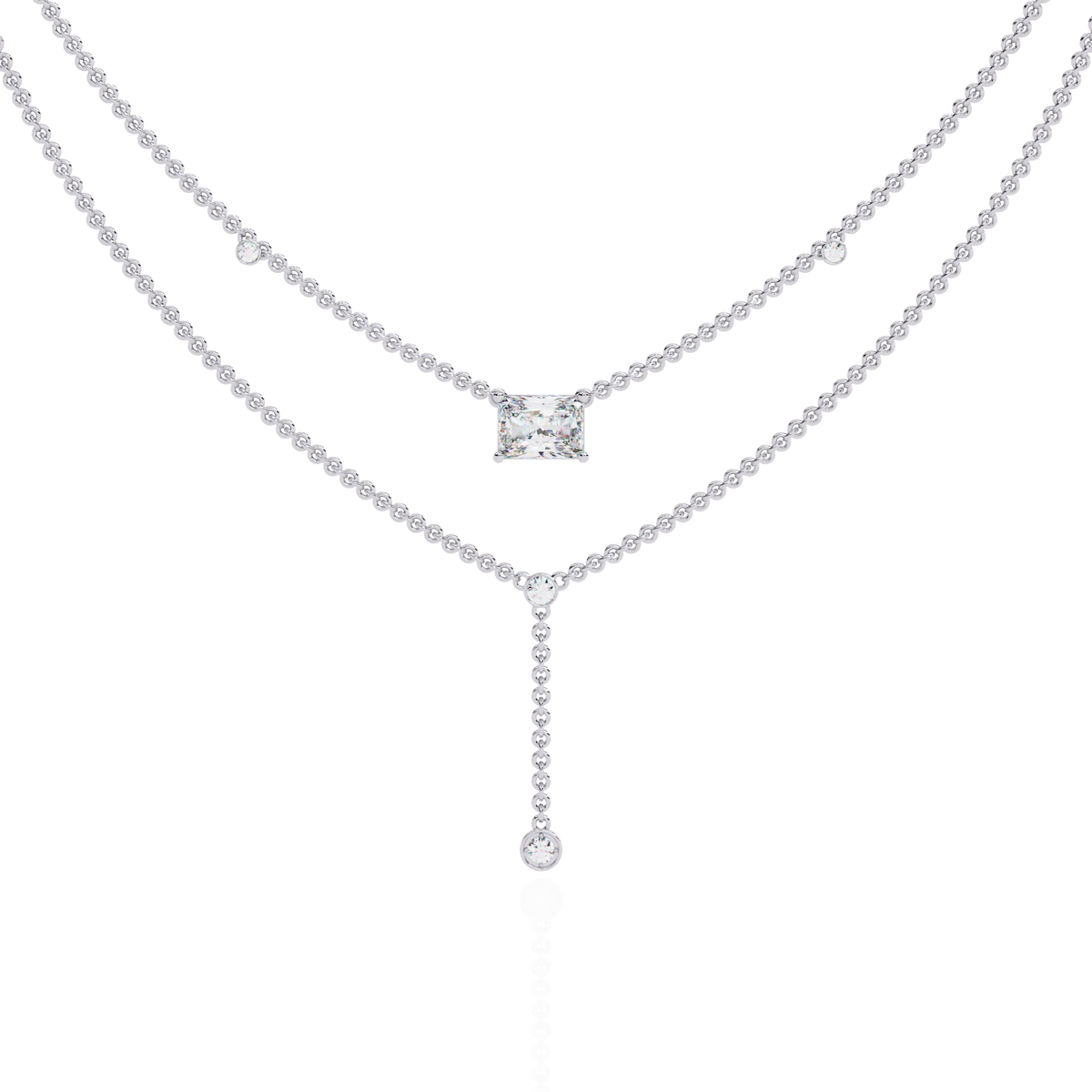 Reverra 14K Radiant Diamond Layered Necklace, CTTW-1.72