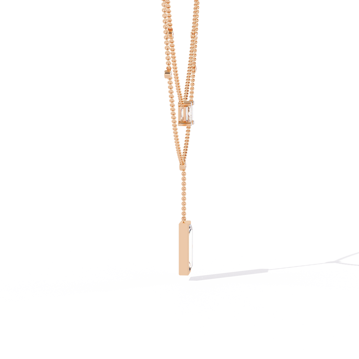 Reverra 14K Emerald Diamond Layered Necklace, CTTW-5.47