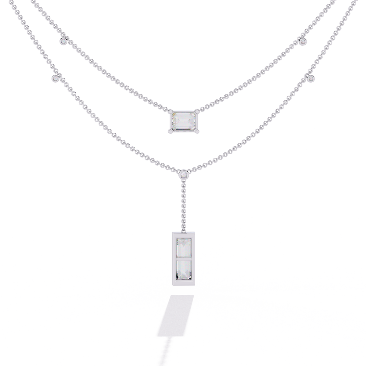 Reverra 14K Emerald Diamond Layered Necklace, CTTW-5.47