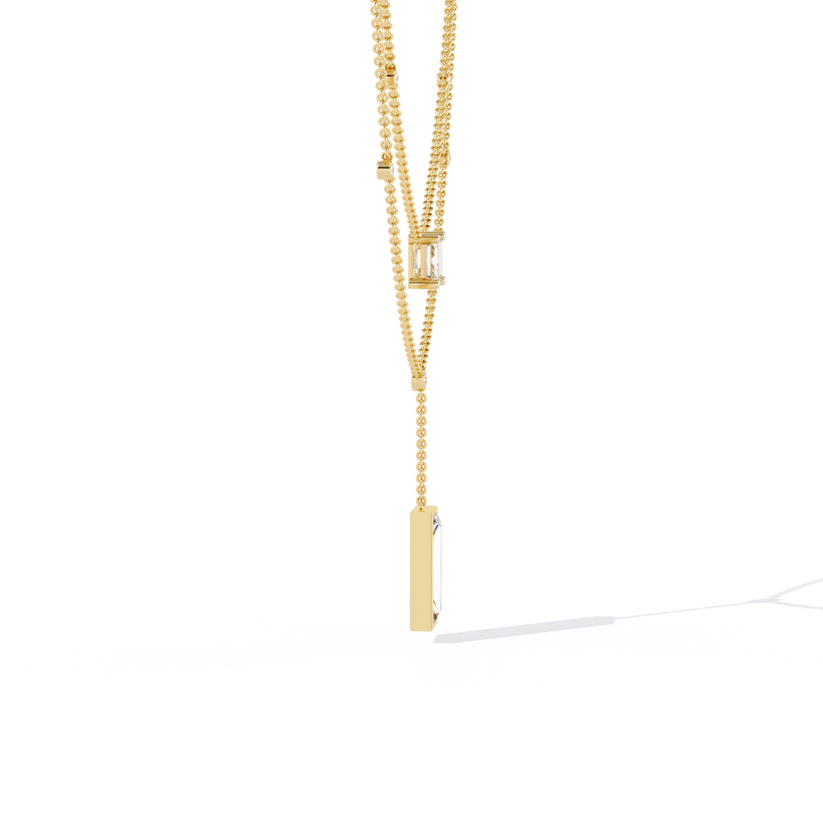 Reverra 14K Emerald Diamond Layered Necklace, CTTW-5.47